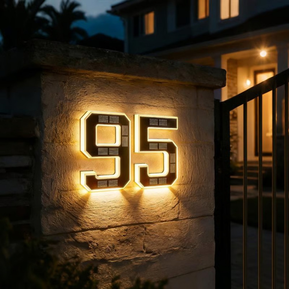 Outdoor Lighting Lux - Nieuw zonne-adresbord LED-huisnummerlicht Waterdicht verlicht deurnummerbord