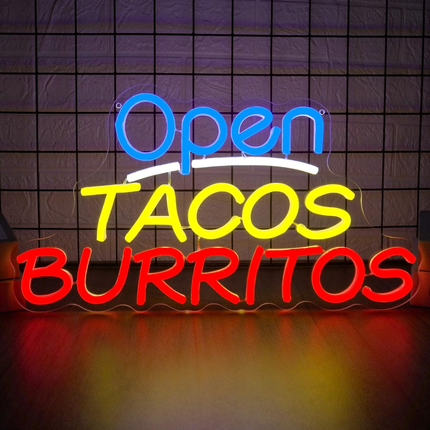 Outdoor Lighting Restaurant - Open Tacos Burritos Neon Sign USB