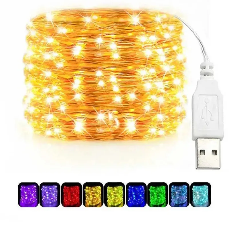 Outdoor Lighting Ideas For Party - USB LED-lichtslingers Koper Zilver Draad Garland