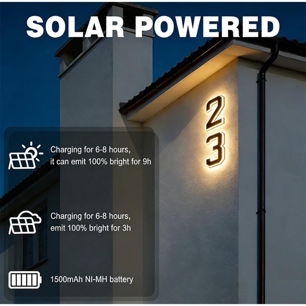 Nieuw zonne-adresbord LED-huis - Outdoor Lighting Lux recensie en prijs